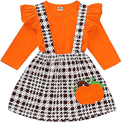Toddler Baby Girl Skirts Sets Ruffle Top Turkey Dot Overalls Suspender Dress Fall Winter Clothes